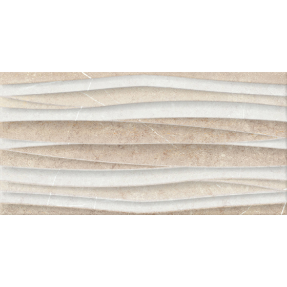 Ανάγλυφο μπεζ πλακάκι τοίχου SABOYA OLAS BEIGE 25x50 με όψη πέτρας